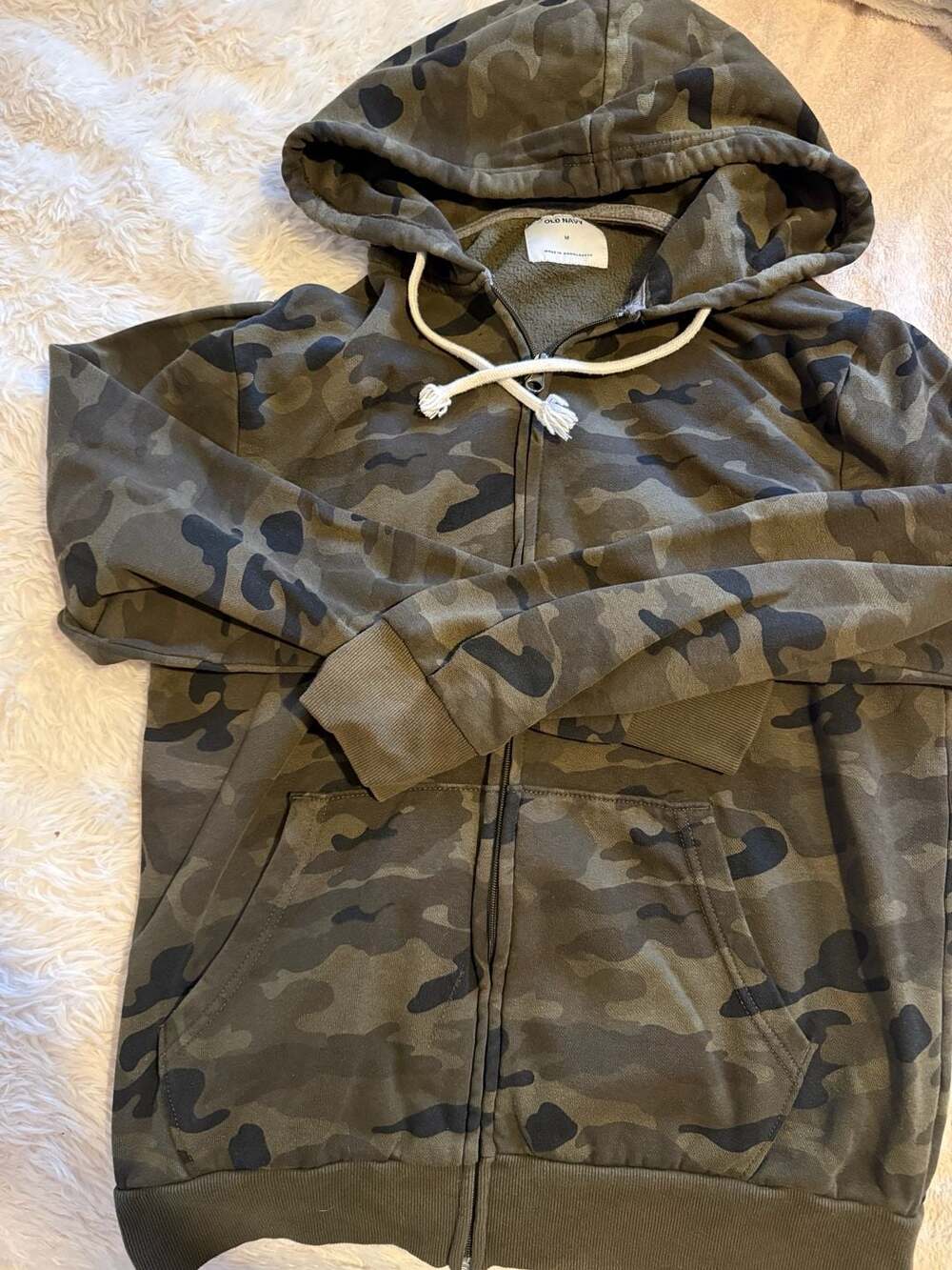 Old Navy Zip Up Hoodie Size M Green Camouflage Camo